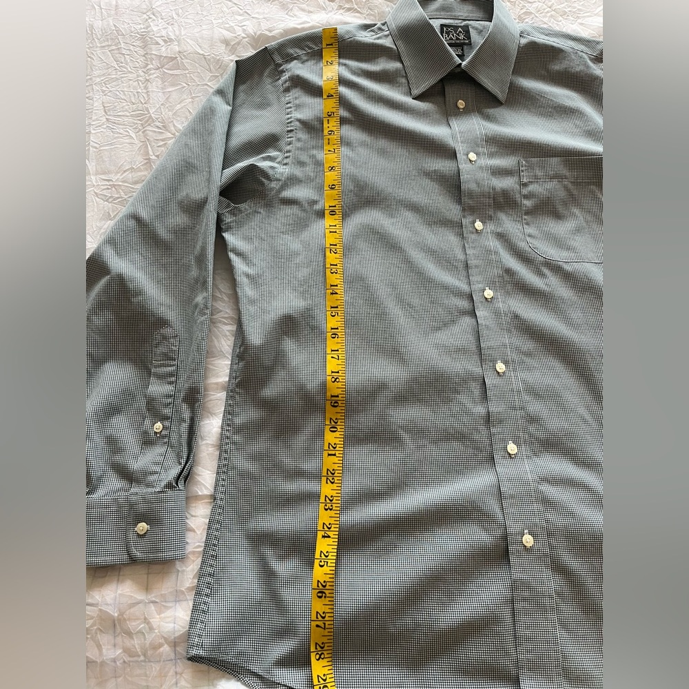 Jos A Bank Long Sleeve Button Down Green Bingham Dress Shirt - Picture 7 of 9